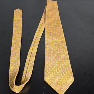 Daniel De Fasson Studio Men's Tie Gold and Blue 100% Silk.